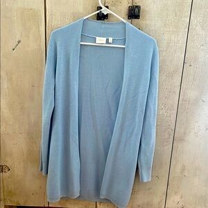 Cyrus Blue Cardigan Sweater with Ribbed Details